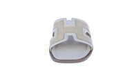 WOMAN'S SHOES IVORY PU LEATHER RAFFIA SANDALS ELIO-18