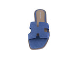 WOMAN'S SHOES BLUE DENIM LEATHER SANDALS ELIO-20