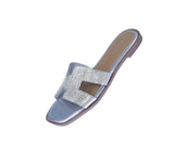 WOMAN'S SHOES SILVER/RHINESTONE METALLIC SANDALS ELIO-40