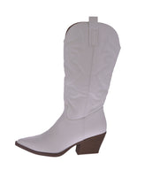 WOMAN'S SHOES WHITE PU LEATHER BOOTS ELK-1