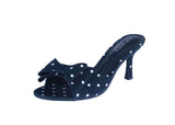 WOMAN'S HEELS BLACK POLKA DOTS SATIN ELSA-22