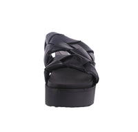 WOMAN'S SHOES BLACK PU LEATHER WEDGE SANDAL ERIKA-1