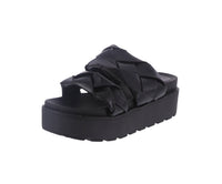 WOMAN'S SHOES BLACK PU LEATHER WEDGE SANDAL ERIKA-1