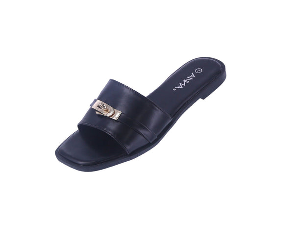 WOMAN'S SHOES BLACK/PU/LEATHER SANDALS FAIRFAX-1