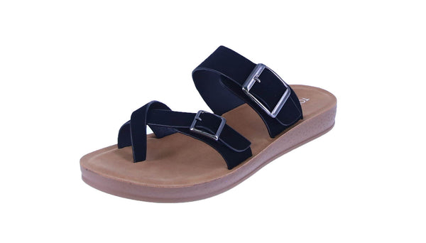 WOMAN'S SHOES BLACK NUB SANDALS FARON-29