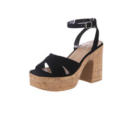 WOMAN'S SHOES BLACK NUB WEDGE HEELS FUNKIE