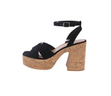 WOMAN'S SHOES BLACK NUB WEDGE HEELS FUNKIE