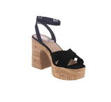 WOMAN'S SHOES BLACK NUB WEDGE HEELS FUNKIE