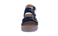 WOMAN'S SHOES BLACK PU LEATHER SANDALS FUNPLAY