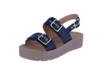 WOMAN'S SHOES BLACK PU LEATHER SANDALS FUNPLAY