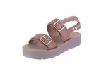 WOMAN'S SHOES COGNAC PU LEATHER SANDALS FUNPLAY