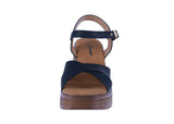 WOMAN'S SHOES BLACK PU LEATHER WEDGE SANDAL FUSION-33
