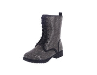 KID'S SHOES BLACK PEWTER RHINESTONE BOOTIES GLISTEN-26K