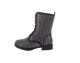 KID'S SHOES BLACK PEWTER RHINESTONE BOOTIES GLISTEN-26K