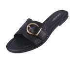 WOMAN'S SHOES BLACK PU LEATHER SANDALS GRAND-72