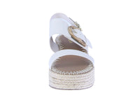WOMAN'S SHOES BONE PU LEATHER WEDGE SANDAL GRAND