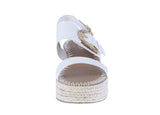 WOMAN'S SHOES BONE PU LEATHER WEDGE SANDAL GRAND