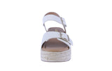 WOMAN'S SHOES BONE PU LEATHER WEDGE SANDAL IDASIA