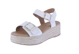 WOMAN'S SHOES BONE PU LEATHER WEDGE SANDAL IDASIA