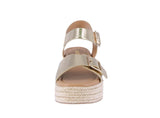 WOMAN'S SHOES GOLD METALLIC WEDGE SANDAL IDASIA