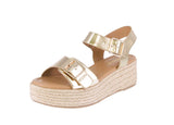 WOMAN'S SHOES GOLD METALLIC WEDGE SANDAL IDASIA