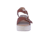 WOMAN'S SHOES TAN PU LEATHER WEDGE SANDAL IDASIA