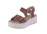 WOMAN'S SHOES TAN PU LEATHER WEDGE SANDAL IDASIA