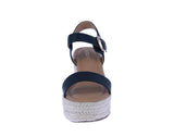 WOMAN'S SHOES BLACK PU LEATHER WEDGE SANDAL JENA