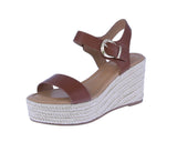 WOMAN'S SHOES COGNAC PU LEATHER WEDGE SANDAL JENA