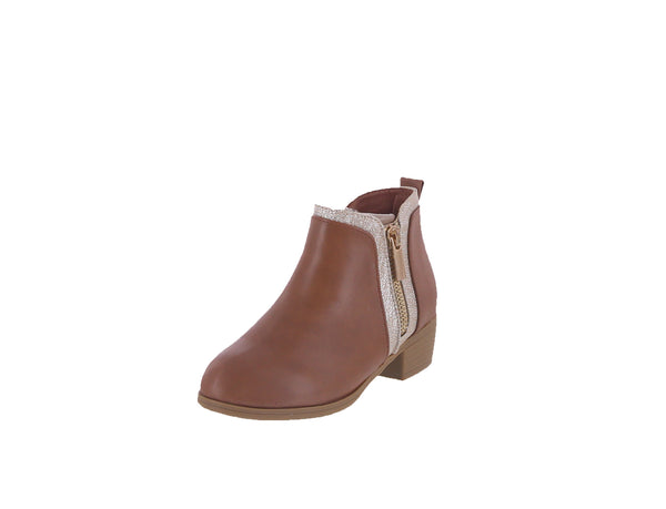 KID'S SHOES TAN PU BOOTIES JESSI-19K