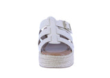 WOMAN'S SHOES CREAM PU LEATHER WEDGE SANDAL JUDY