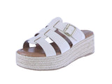 WOMAN'S SHOES CREAM PU LEATHER WEDGE SANDAL JUDY