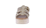 WOMAN'S SHOES GOLD METALLIC WEDGE SANDAL JUDY