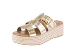 WOMAN'S SHOES GOLD METALLIC WEDGE SANDAL JUDY