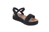 KID'S SHOES BLACK GLITTER WEDGE SANDAL LAKOTA-38K