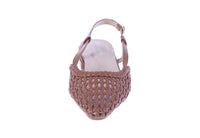 WOMAN'S FLATS TAN PU LEATHER NATURAL WOVEN LAURA-1