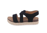 KID'S SHOES BLACK PU LEATHER WEDGE SANDAL LIBERTY-84K