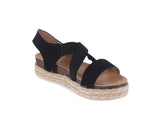 KID'S SHOES BLACK PU LEATHER WEDGE SANDAL LIBERTY-84K