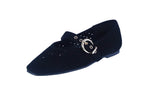 WOMAN'S BALLERINA FLATS BLACK NUB LINDA-52