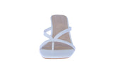 WOMAN'S SHOES WHITE PU LEATHER HEELS LUCK-1