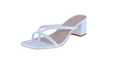 WOMAN'S SHOES WHITE PU LEATHER HEELS LUCK-1