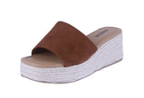 WOMAN'S SHOES BROWN SUEDE ESPADRILLE WEDGE SANDAL LUKE