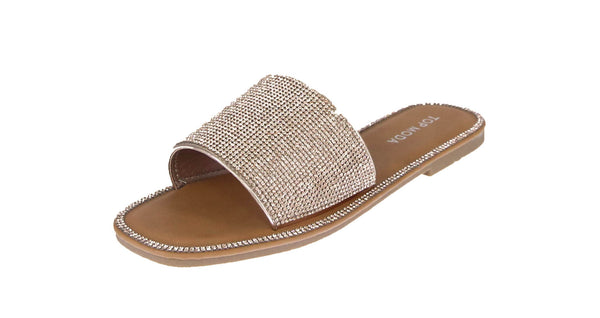 WOMAN'S SHOES ROSE GOLD PU/GLITTER SANDALS MEDUSA-56