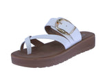 WOMAN'S SHOES WHITE PU LEATHER SANDALS MILLER-1