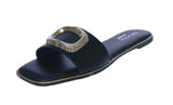 WOMAN'S SHOES BLACK PU LEATHER SANDALS MOANA-1