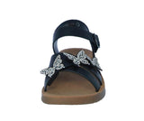 KID'S SHOES BLACK PU LEATHER/RHINESTONE SANDALS NAOMI-15K