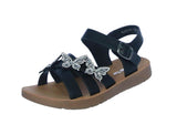 KID'S SHOES BLACK PU LEATHER/RHINESTONE SANDALS NAOMI-15K
