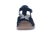 KID'S SHOES BLACK NUB/RHINESTONE SANDALS NAOMI-1K