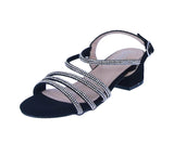 KID'S SHOES BLACK RHINESTONE/NUB HEELS NATALIA-79K