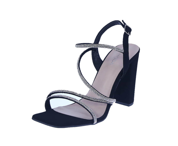 WOMAN'S SHOES BLACK NUB GLITTER HEELS NILE-38